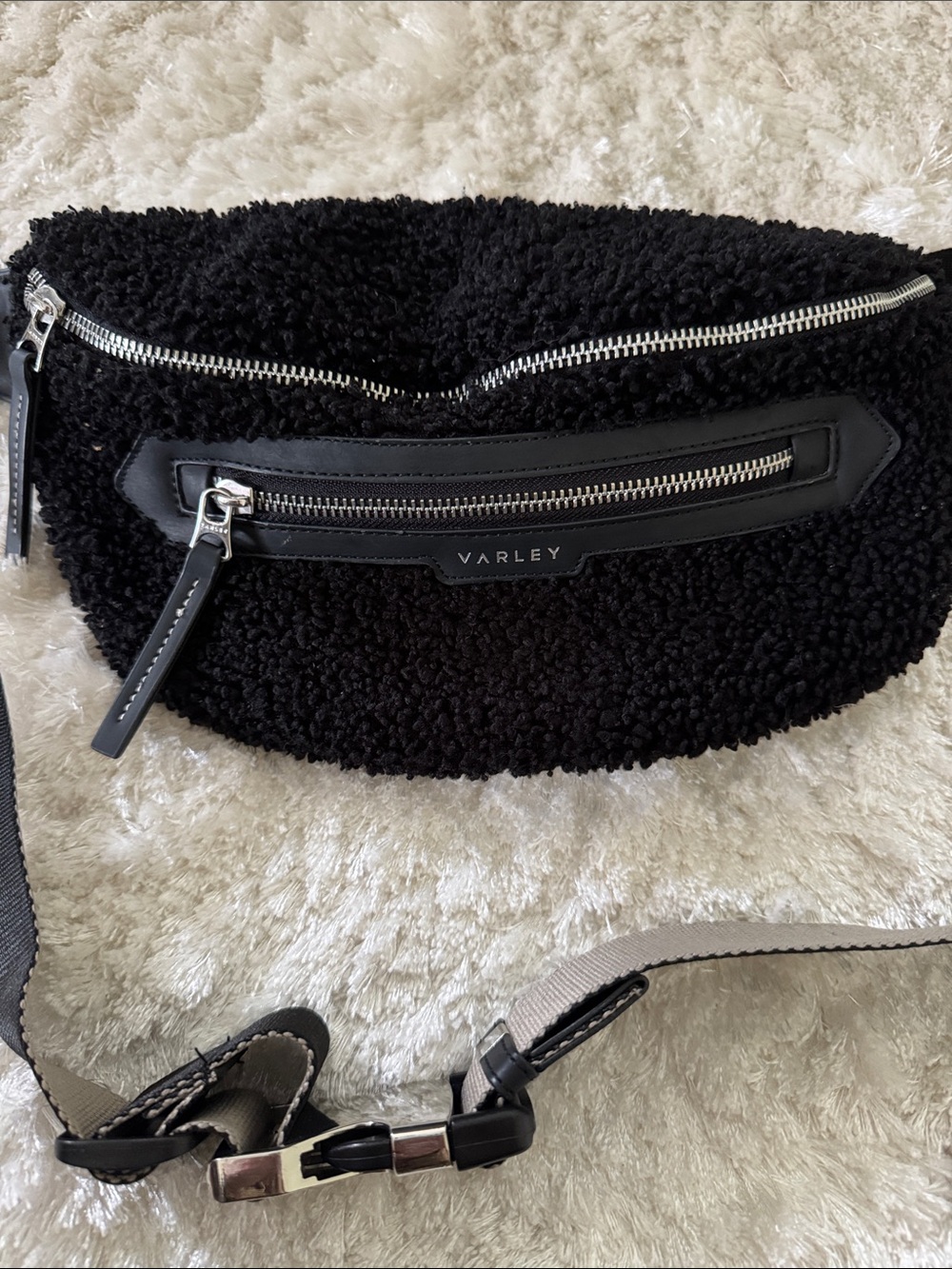Varley Black Sherpa Crossbody Belt Bag